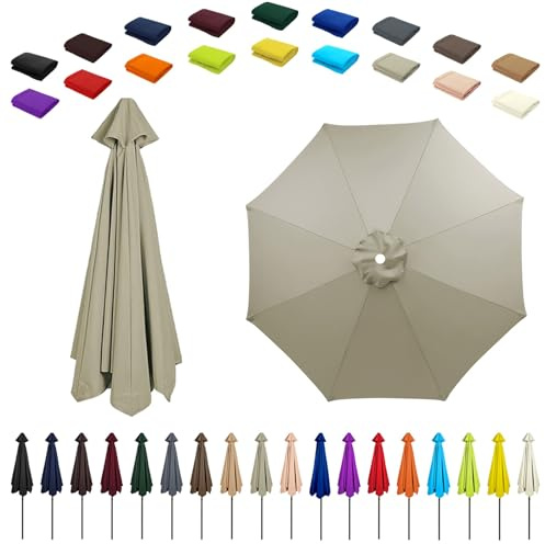 6/8 Ribs Umbrella Replacement Top, Parasol Replacement Canopy, Replacement Parasol Fabric Cover, Breathable/UV Protective, For Patio/Market/Yard/Backyard/Pool/Market(Beige,6 ribs: 2m/6.6ft)