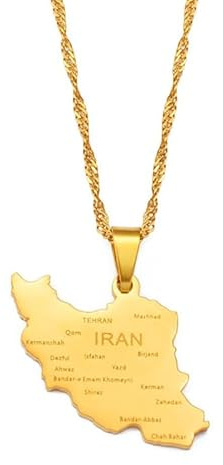 Hao Wu Xuan Iran Karte Anhänger Halskette Edelstahl Frieden Taube Olivenzweig Persische Kalligraphie Halsketten Iranischer Land Schmuck
