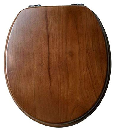 Solid Oak Wooden Toilet Seat with Soft Close Mechanism, Adjustable Hinge, Non-Slip Design, Anti-Bacterial Finish for Hygiene and Comfort