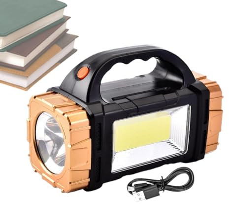 Lampes de Poche solaires, Lampe de Poche Rechargeable USB étanche, Lampe de Poche Rechargeable USB, 6,1 x 2,76 x 4,13 Pouces, Batterie Externe, Portable et légère pour la Maison et Les Outils