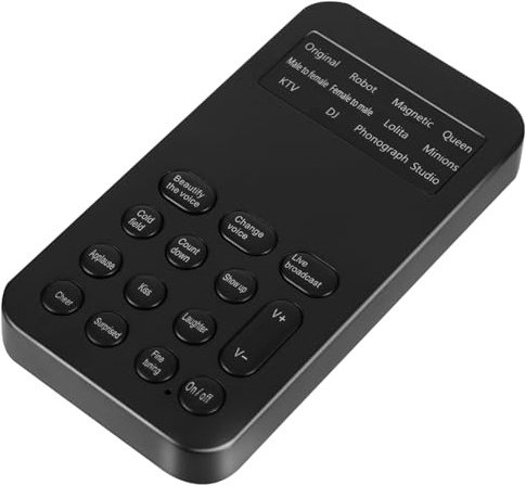HOMSFOU Carte Son Abs Réglage Fin Changeur de Voix Portable Mini 8 Effets Sonores pour Karaoké et Enregistrement