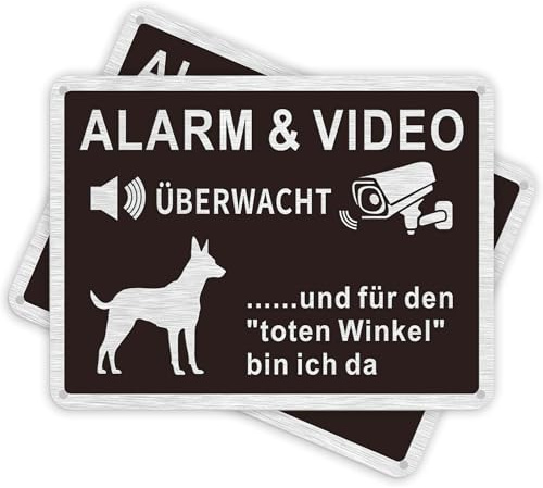 Felexdo Videoüberwachung Schild 20x15cm Aluminium Privatgrundstück Videoüberwacht Schilder Achtung Hund Schild Warnung vor dem Hund Schilder für Zuhause Outdoor