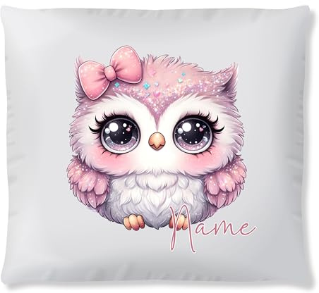 GRAZDesign Personalisierbares Kissen Mädchen Eule und Namen – Kinder Dekokissen – Geschenk für Mädchenzimmer