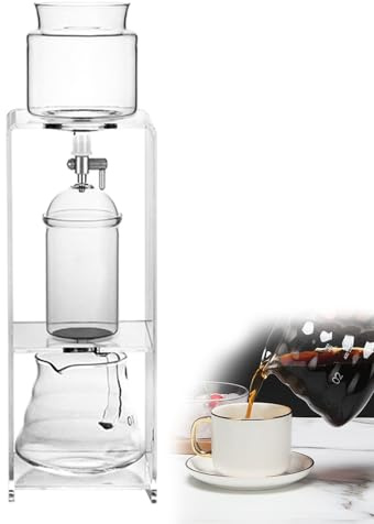 Torre De Goteo Para Café Frío Acrílica, Cafetera De Goteo Para Café Helado, Con Tecnología De Goteo Lento, Filtro Acero Inoxidable Y Base Acrílica, Velocidad Goteo Ajustable, Boca La Jarra En Forma V