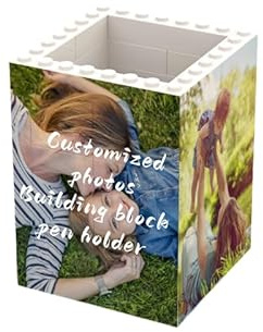 Personalisierter Fotoblock-Stiftehalter, personalisierbarer Stifthalter, Schreibtisch-Aufbewahrungsbox, einzigartiges Geschenk für Büro, Schule, Zuhause