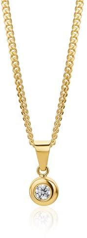 OROVI 14 k (585) Gelbgold/Weißgold, 0.10 Ct/ 0.50 Ct Diamant Halskette Damen, 925 silber kette mit Kettenanhänger Diamant, Panzerkette 45cm, Schmuck Damen, Gold Schmuck, inkl. Edler Schmuckbox