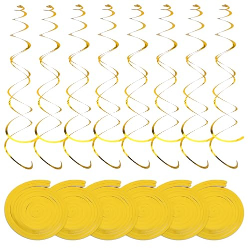 Luftschlangen Gold Set, Goldene Hochzeit Deko, Goldene Luftschlangen, Silvester Deko 2026, Goldene Deko Hängend Spiral Dekoration 36 Stück