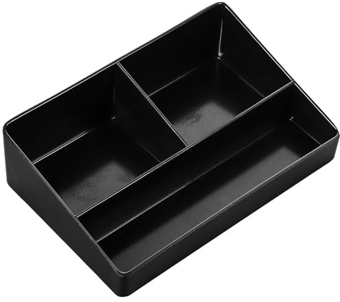 Homoyoyo Caja Organizadora de Café y Bolsitas de Té de Escritorio Negra 3 Compartimentos Soporte Multifuncional para Bolsas de Azúcar y Condimentos Adecuado para Estaciones y Barras de