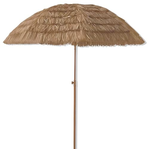 Sombrilla Paja de Terraza de 200cm 240cm con Botón Ajustable de Stile Hawaiano Parasol de Jardín para Patios Balcón Exterior(240cm/8ft)