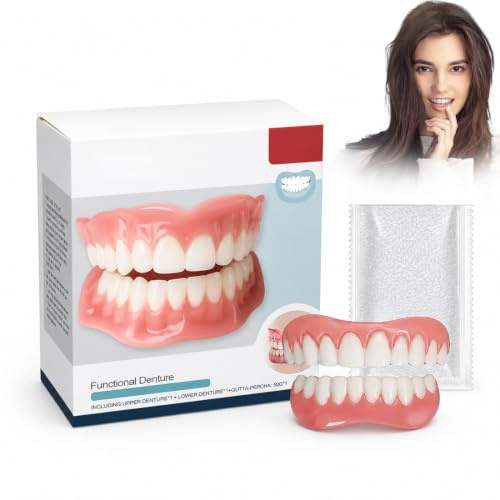 LAKVIL Prothèse Dentaire, Instantanées Dents de Placage, Blanchiment Fausses Dents, Dentier Provisoire, Haut Bas Prothèses Dentaires, avec 50 g de gel de dentition