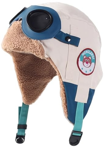 Odoukey vintermössa för barn med öronklaffar: Varm vindtät fångarhatt med fleecefodrad för pojkar flickor 4-12, beige, BEIgE, 50-55 cm/19.7-21.7 inch