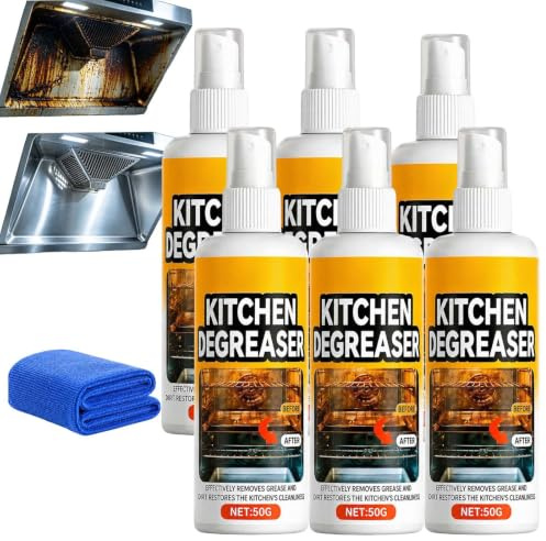 Multi-Surface Kitchen Grease Cleaner Spray, Multi-Purpose Grease Remover For Oven Stove Air Fryer Outdoor Grill, Kitchen Stubborn Tar Aged Grease Remover, Heavy Duty Kitc/hen Degreaser Spray (6pcs)