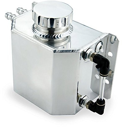 Heinmo Universal 1L Aluminium-Radiator Catch Can Reservoir Legierung Kühlmittel Expansion-Tank mit Abfluss Stopfen (1L Silver)