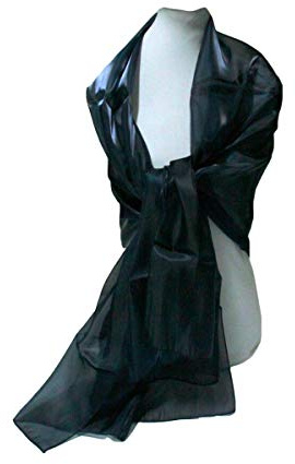 Russo Tessuti Stola in Organza Colore Blu Notte - Bellissima - 2 x 0.70 mt