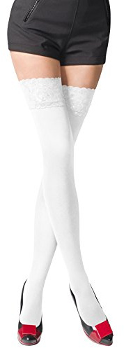 Romartex ogenomskinlig 80 Denier mikrofiber hold ups strumpor, 9 färger, storlekar S-XL, Vitt, S