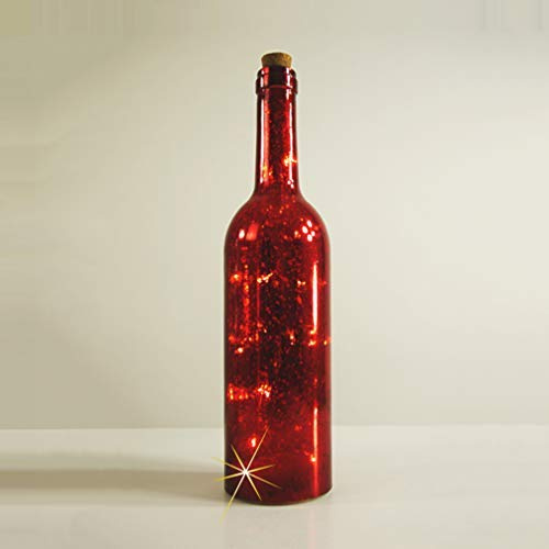 Dapo LED-Weihnachs-Dekoration-Stimmungsleuchte VANY Glasflasche mit Lichterkette Tisch-Weihnachts-Hochzeit-Geburtstags-Garten-Party-Dekorations-Leuchte-Lampe (rot - einzeln)
