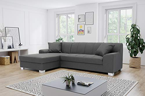 DOMO. collection Ecksofa Capri, Sofa in L-Form, Couch, Polsterecke, Eckcouch, Sofa-Garnitur 239 x 152 x 75 cm (BxTxH), dunkelgrau