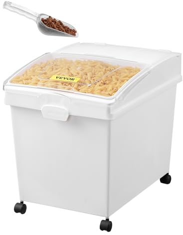 VEVOR Contenitore per Conservazione del Riso Cibo per Animali Domestici 40 Litri 3 Pezzi, Contenitore per Ingredienti da Cucina Cereali Farina Contenitori per Alimenti con Ruote Coperchio Ermetico
