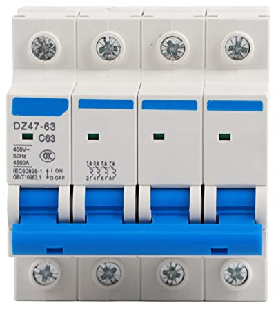 Interruttore Magnetotermico 4P 63A 400V per Uso Domestico, Protezione Elettrica con Materiale Ignifugo
