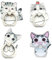Lot de 4 anneaux de support de téléphone - Motif chiens et chats - Rotation à 360° - Pour téléphones portables (chats)