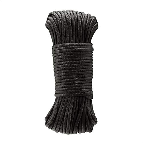 Amazon Basics 550 Type III Paracord, 7-Strand Core, High Strength for Hiking, Camping, Crafting, Bracelets, Lanyards, 5/32 Inch x 100 Foot (4mm x 30m), Black