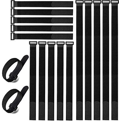 40 Stück Schwarz Kabelbänder 3-Größen Set, Nylon Klett-Kabelbinder | Wiederverwendbare Kabelbinder, Verstellbare Klettband Kabelbänder (3 Größen: 20 X 2 cm, 30 X 2 cm, 40 X 2 cm)