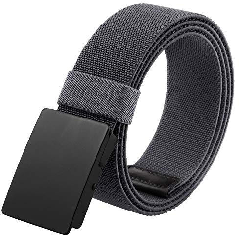 KYEYGWO Herren Elastischer Gürtel mit Metallschnalle, Einstellbare Stoffgürtel Stretch Nylon Gürtels Tactical Freizeitgürtel Männer Arbeitsgürtel für Outdoor, Dunkelgrau