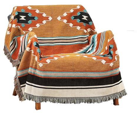 Homesy Boho Throw Blankets Southwestern Bed Throws Cover Reversible Green Aztec Southwest Blanket for Couch Chair Sofa Home Outdoor Beach Car Tent Travel Camping 51x63