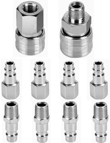 Nutmanel 10 x 1/4 inch BSP Euro Druckluftanschluss Druckluft Zubehör Schlauch Adapter Druckluft Werkzeug Druckluftstecke Gewindeanschluss