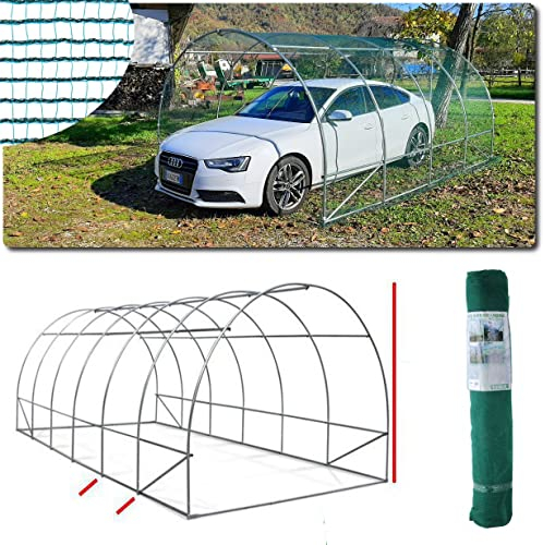 Serrashop Tunnel 3x6m con Rete antigrandine Made in Italy carport Garage Auto Protezione Tempesta Box