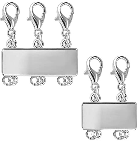 Magnetic Necklace Clasps 2PCS Silver Multi Layering Necklaces Separator | Magnetic Necklace Clasp Multi Strand Chains Bracelet Necklace Separator Layered Clasps Layering Connector Jewellery Making