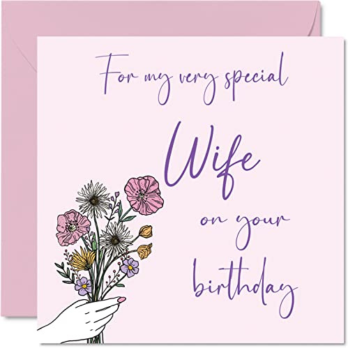Stuff4 Süße Geburtstagskarten für Ehefrau, Geburtstagsblumen | Happy Birthday Karte für Ehefrau vom Ehemann Partner, Ehefrau Geburtstagsgeschenk