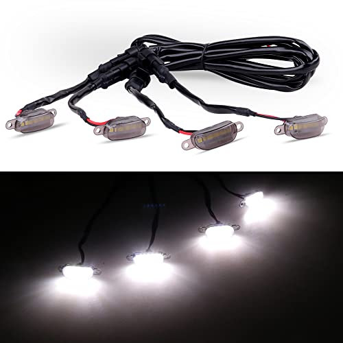 Raryloy LED Front Grille Light White Lamps Fit for 2004-2019 Ford F150 and 2013-2018 Ram 1500 Raptor Smoked Shell 4pcs