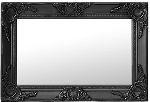 Homiuse Barock-Stil Wandspiegel 60x40 cm Schwarz Vintage Shabby Chic Möbel Antik Deko für Bad und Flur