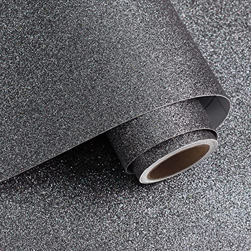 VaryPaper Grey Glitter Wallpaper Peel and Stick Glitter Contact Paper 40cmx200cm Sticky Back Plastic Roll Furniture Wrap Thick Fabric Wallpaper for Living Room Bedroom Holiday Decor Craft Projects