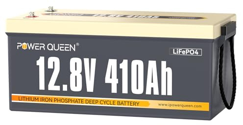 Power Queen 12V 410Ah LiFePO4 Batterie für Heimspeicher | 250A BMS, 5248Wh Energie, 4P4S, Großkapazitäts-Lithium-Batterie für Wohnmobil, Solar, Off-grid, Boot