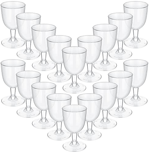 Didaey 48 Pcs Disposable Plastic Wine Glasses 6 oz Party Wine Cups Hard Plastic Drinking Glasses with Stem Stackable Stemmed Goblets for Champagne Dessert Wedding Home Toasting(Clear)