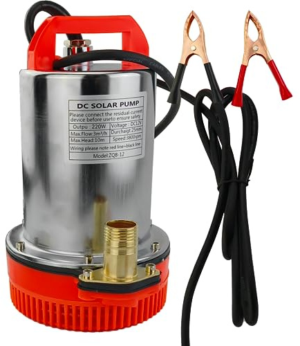 DC 12V Submersible Water Pump Submersible Deep Well Water Pump 1 inch Outlet，Irrigation Water Pump with Upgrade Copper Motor