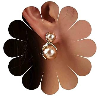 Inateannal Vintage Perlen Ohrringe Gold Doppelte Perle Ohrstecker Boho Große Perle Tropfen Ohrringe Hochzeit Perle Ohrringe Schmuck Für Frauen Und Mädchen
