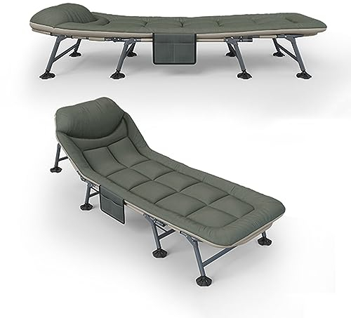 Zusammenklappbares Campingbett for Erwachsene, Feldbett mit Kissen, übergroßes Schlafbett mit Matratze, Kinderbett for Zelt, Outdoor, Wandern, Reisen, Strand, Büro, Nickerchen, robustes Gästebett
