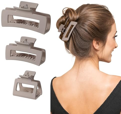 Shinowa Haarklammer, 3 Stück Druck Haar Greifer Stark Halt Haarzubehör Rutschfeste Haar Fänger Kiefer Klemme Haar Accessoires für Frauen Langes Dickes Haar, Lila Grau