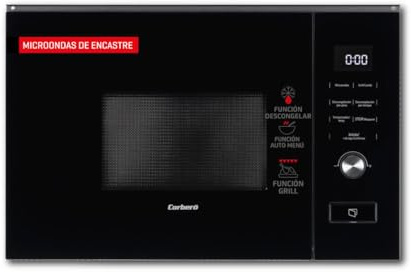 Corberó - Microondas Integrable | CMICM20GLNINTEG | 20L | Potencia 800W | Auto Menú | Descongelar | Grill | 5 Niveles | Control Touch | Temporizador 95 min | Plato Giratorio 255mm | Cristal Negro