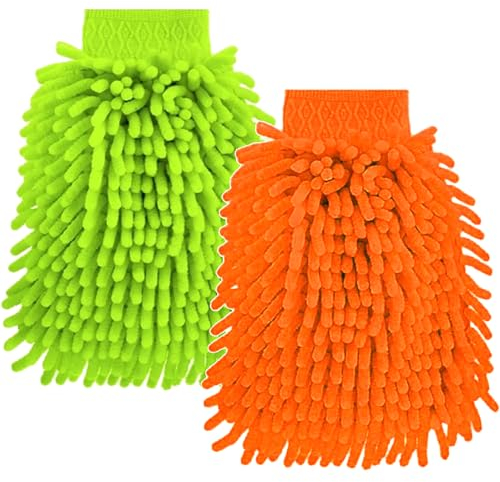 Acooruiteng 2 guanti per lavaggio auto in microfibra morbidi a doppia faccia guanti per la pulizia dell'auto super assorbenti guanti riutilizzabili per lavaggio auto per la pulizia dell'auto e la