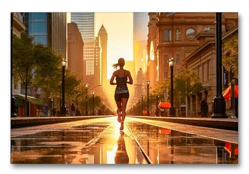 CALVENDO Premium Textil-Leinwand 90 x 60 cm Querformat Joggen | Wandbild, HD-Bild auf Keilrahmen, Wanddekoration, Kunstdruck von Peter Roder