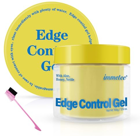 immetee Gel Cabello Mujer,Cera Para Pelo Mujer,Gel Fijador Pelo,Fijación Fuerte Larga Duración y Brillar,Edge Control 100g/3.52oz(Sabor Naranja)