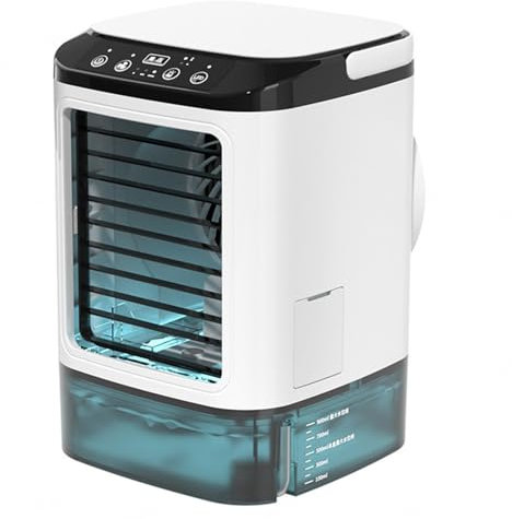 Climatiseur Portable sans Tuyau, Réservoir d'eau 900ml,avec Glacière Climatiseur Mobile Camping Car 3 Vitesses de Vent et 7 Lumières LED Clilatiseur Portable pour La Maison Et Le Bureau