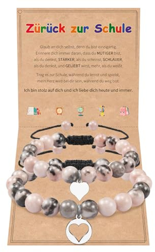 SUNSH Mutter-Tochter Armbänder Set - Zurück Zur Schule Geschenk Für Mama Und Tochter - Ersten Tag Der Schule/Kindergartens - 2er Set Liebe Armband Für Mädchen