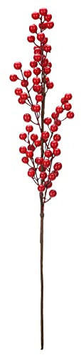 Xnferty 6 Pezzi Rami di Steli di Bacche Rosse Artificiali, 25 IN Bacche Finte Fiori Finti Bacche Rosse Ramo di Bacche di Agrifoglio Stelo in Rattan Fiori Finti Ramo Secco Bacche di Frutta(#1)