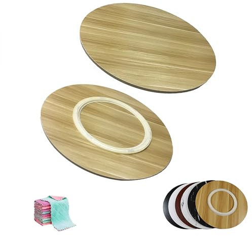 Große Lazy Susan Drehplatte Servierplatte Holz Drehteller für Küche, Ø60 70 80 90cm Tischplatte Drehtablett mit Silent Base, Drehbares Tischtablett(Walnut,50cm(20 in))
