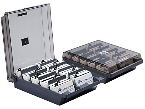 Sonhomay Porta biglietti da visita con divisori Scatola portaoggetti per carte da tavolo Organizer A-Z Tabs Può contenere fino a 1000 carte Porta carte con nome Porta coupon 24 x 11 x 7,5 cm
